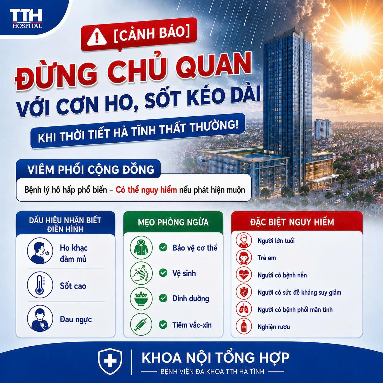 [CẢNH BÁO] ĐỪNG CHỦ QUAN VỚI CƠN HO, SỐT KÉO DÀI KHI THỜI TIẾT HÀ TĨNH THẤT THƯỜNG